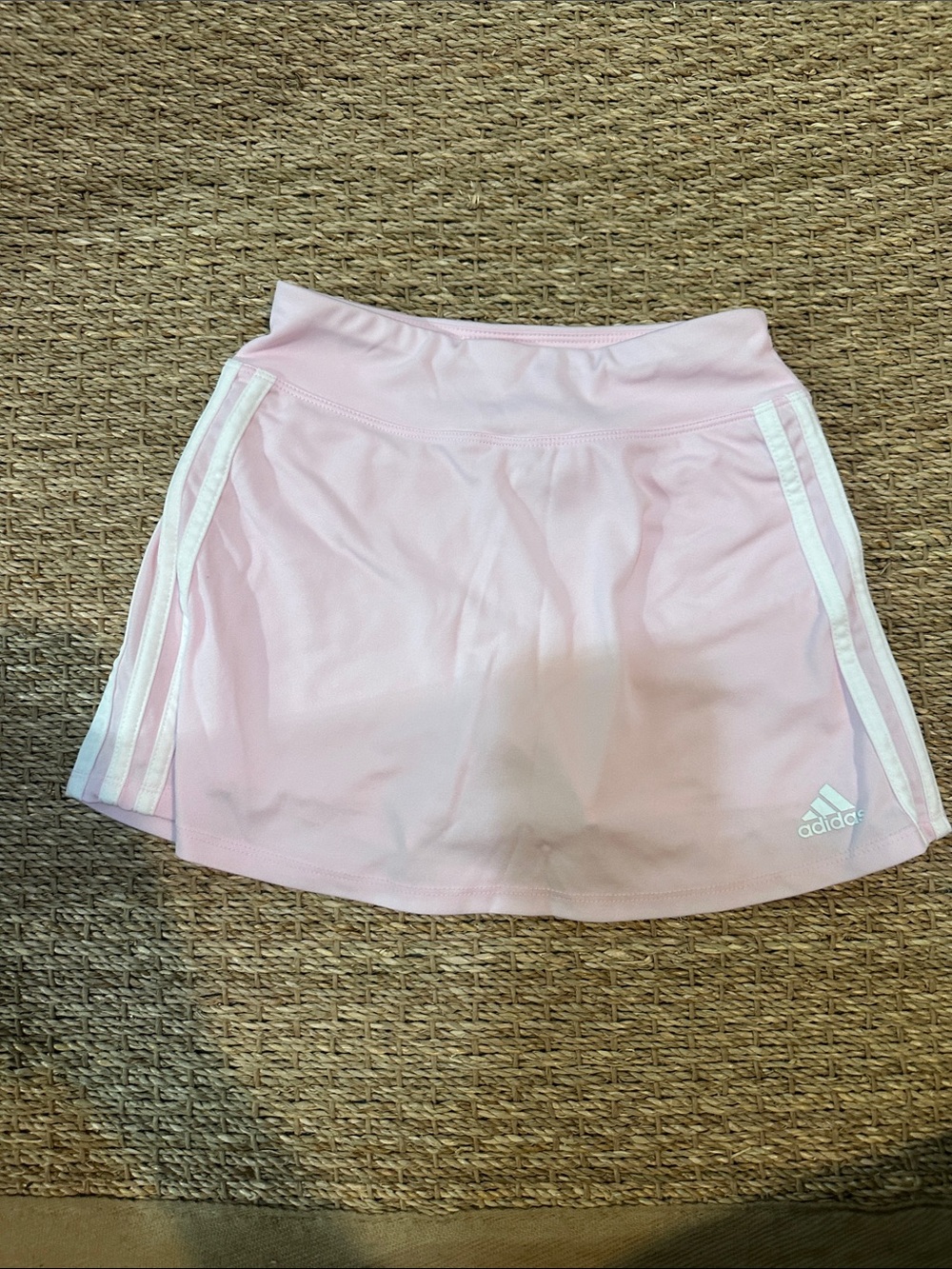 adidas Light Pink Tennis Skort with White Stripes